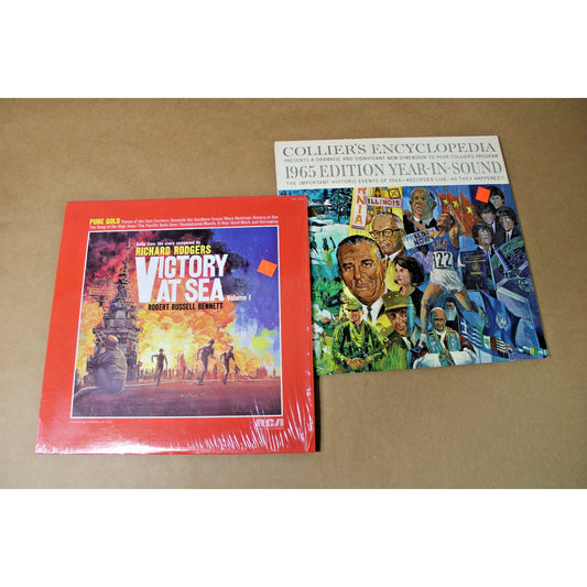 Lot of 2 History Albums, Victory at Sea, 1965 Year-in-Sound, Educational