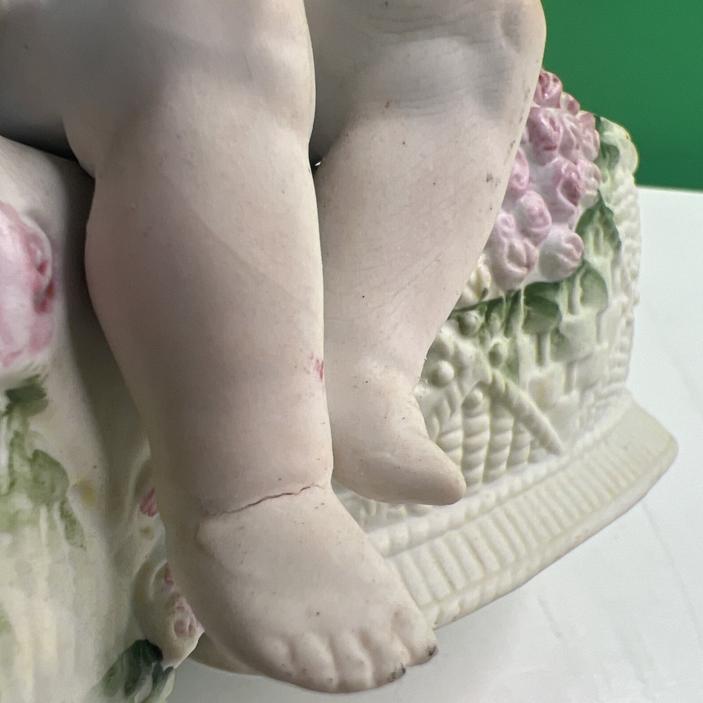 Antique Hal Sey Fifth Ave Cherub Bisque Figural Double Planter