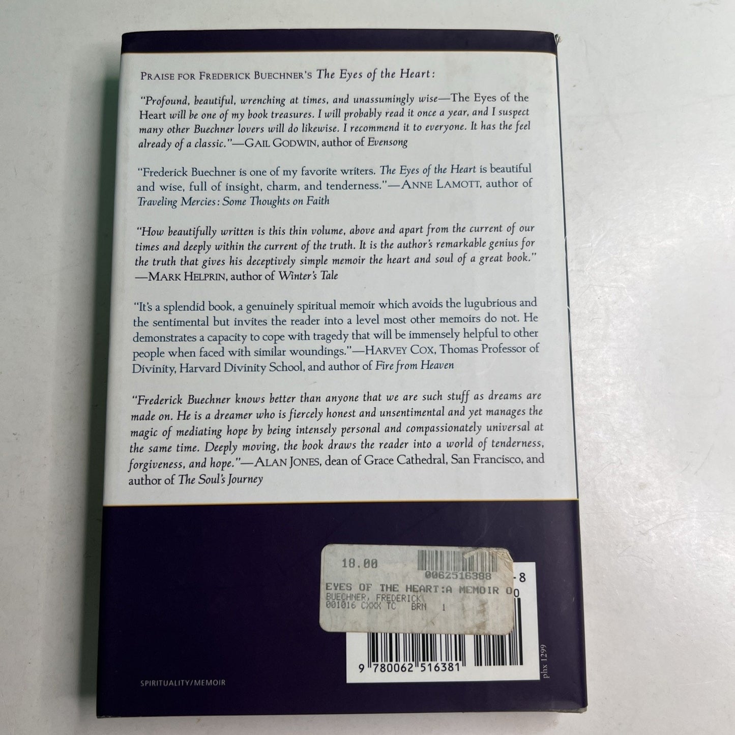 The Eyes of the Heart : A Memoir of Lost and Found Frederick Buechner 1999 HC DJ