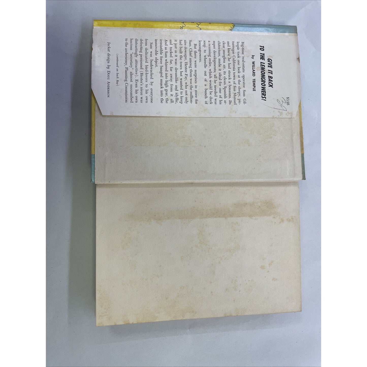 Give It Back To The Lemongrowers By Willard Temple (1961, Hardcover, DJ) - RARE