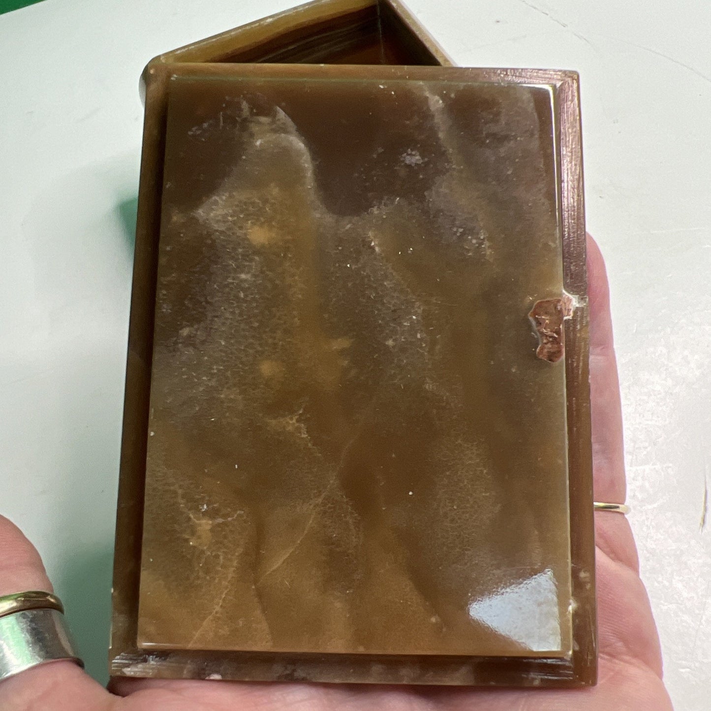 Carved Soapstone Small Box Rectangular Trinket Vanity Natural Stone with Lid