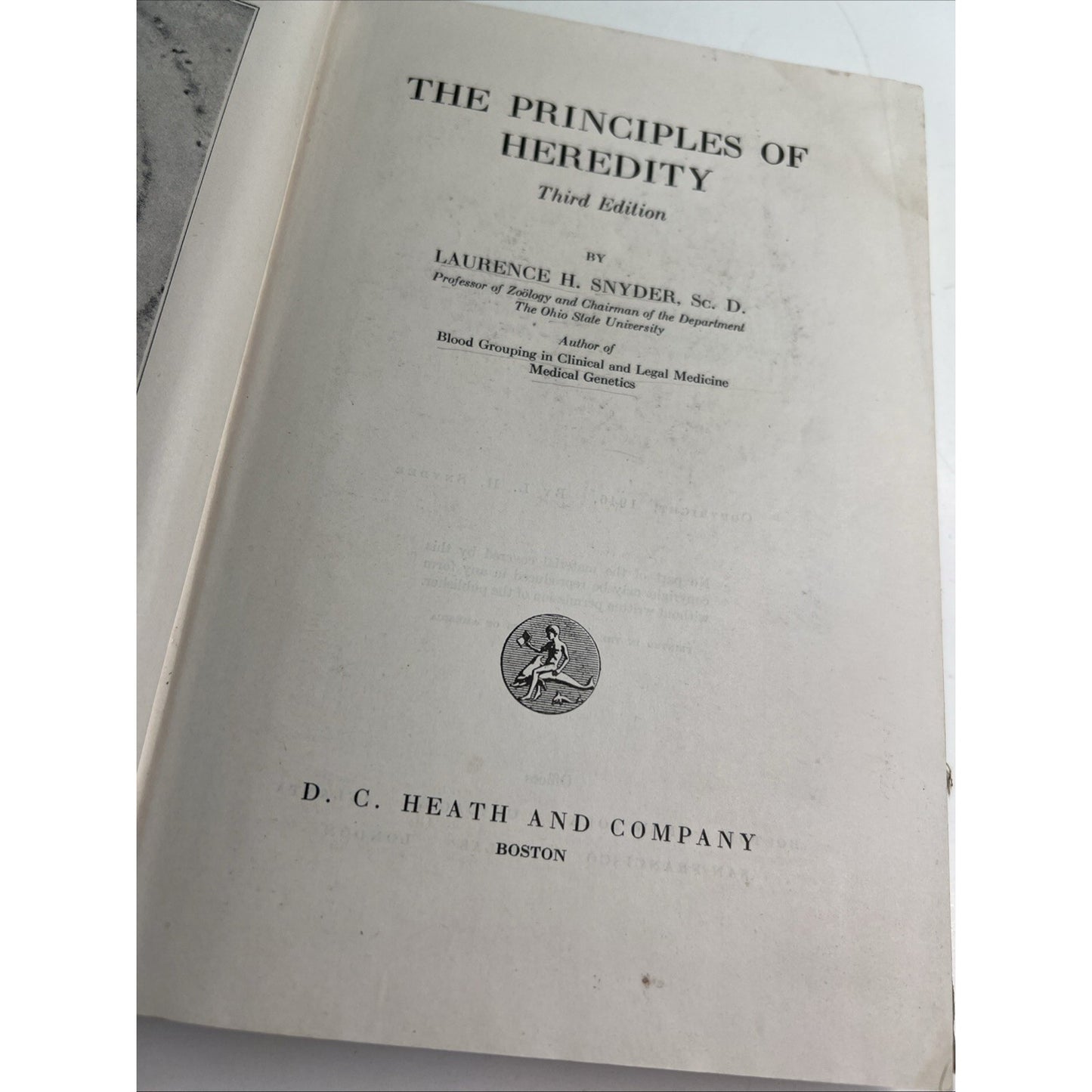 The Principles Of Heredity 3rd Edition By Laurence H. Snyder 1946 HC Illustrated