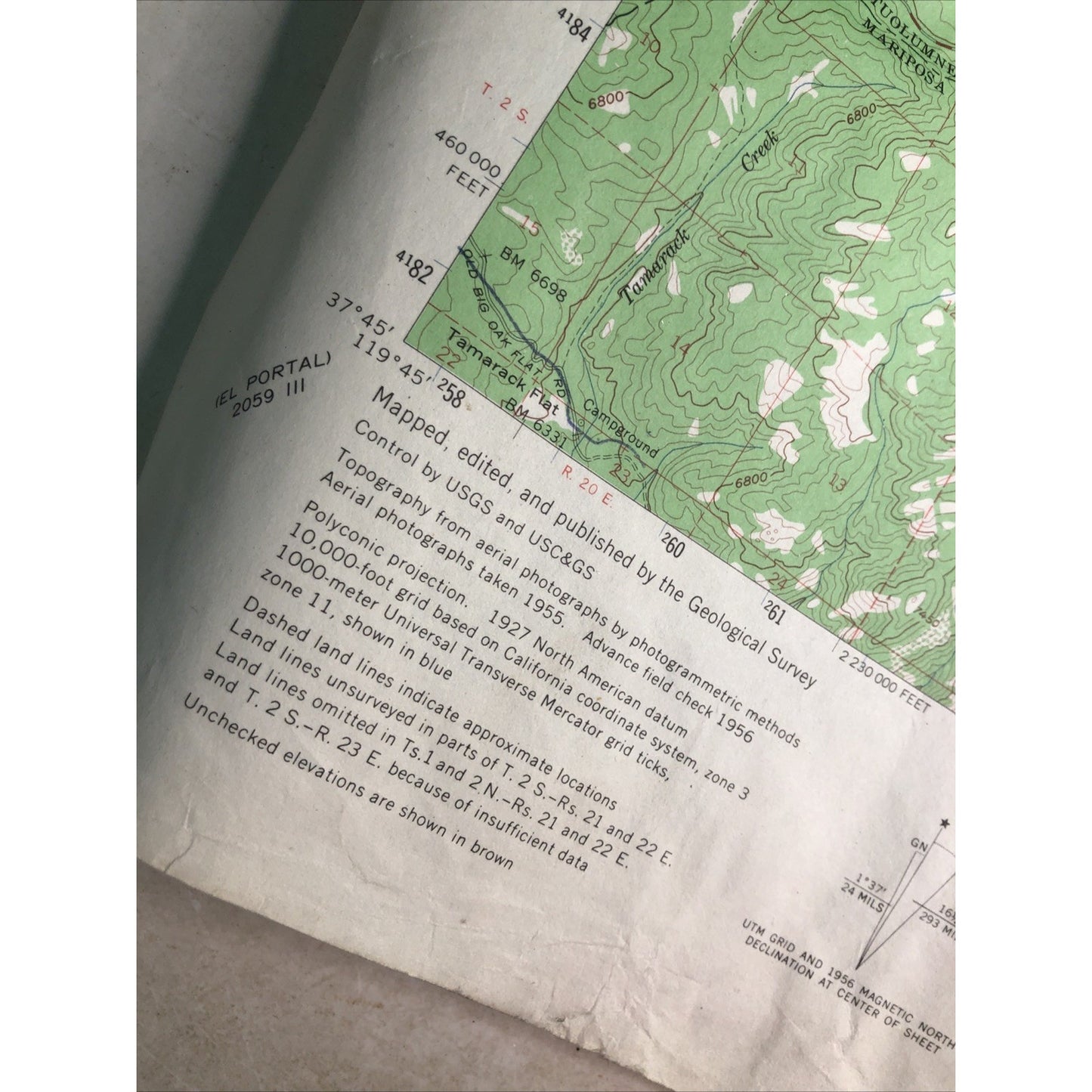 Lot 2 Topographical Maps California Yosemite National Park USGS 1956 - 17”x22”