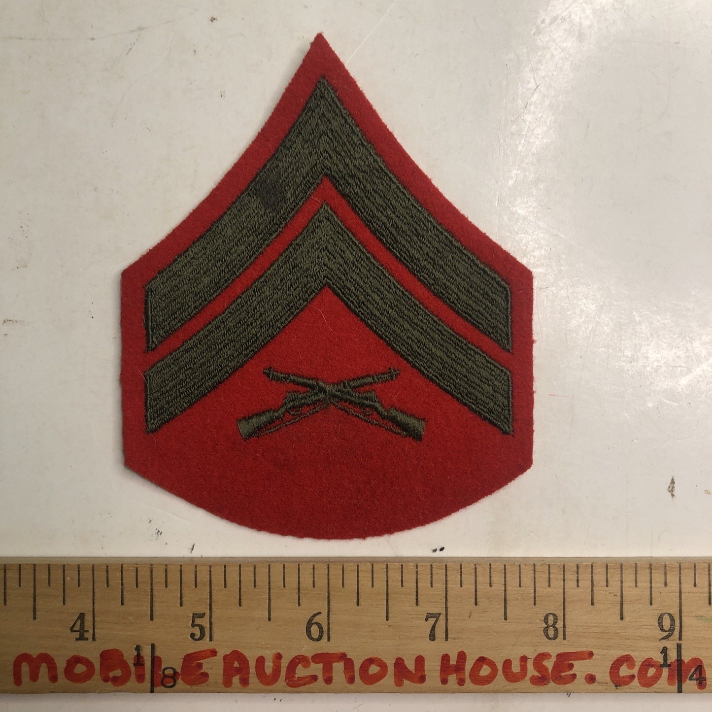 USMC Marine Corps Rank Chevron Lance Corporal Green Red Felt Embroidered Patch