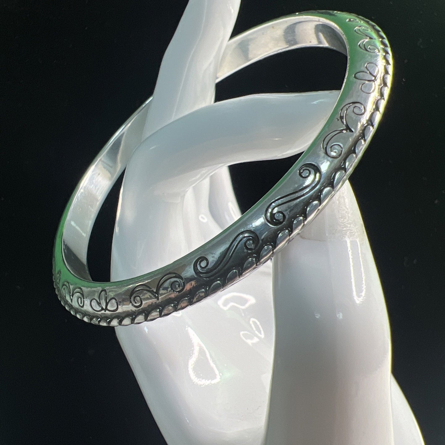Brighton Silver Tone Bangle Bracelet Etched Design