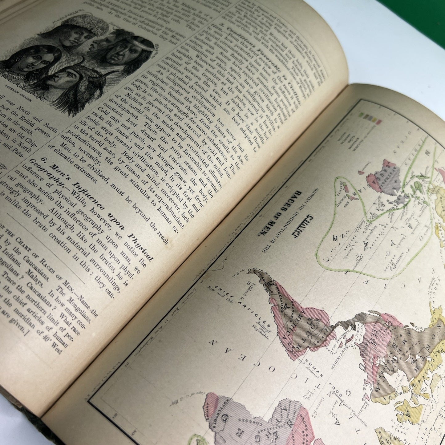 Maury's Physical Geography Revised 1891 Color Maps Charts & B/W Engravings HC