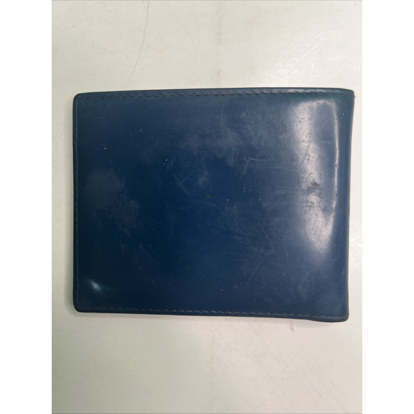 ETTINGER of London Men's Bi-Fold Wallet Blue Cowhide Leather Used