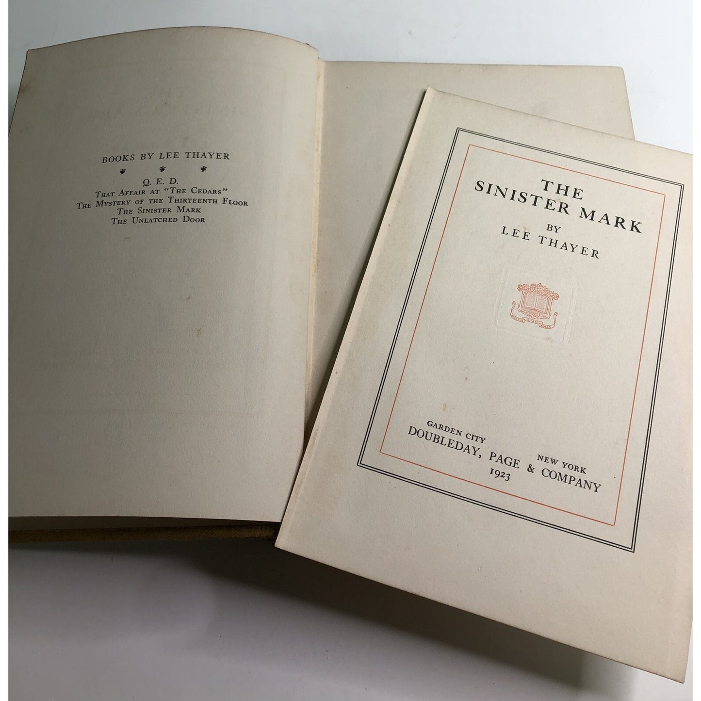 The Sinister Mark by Lee Thayer FIRST EDITION 1923 Doubleday Page & Co