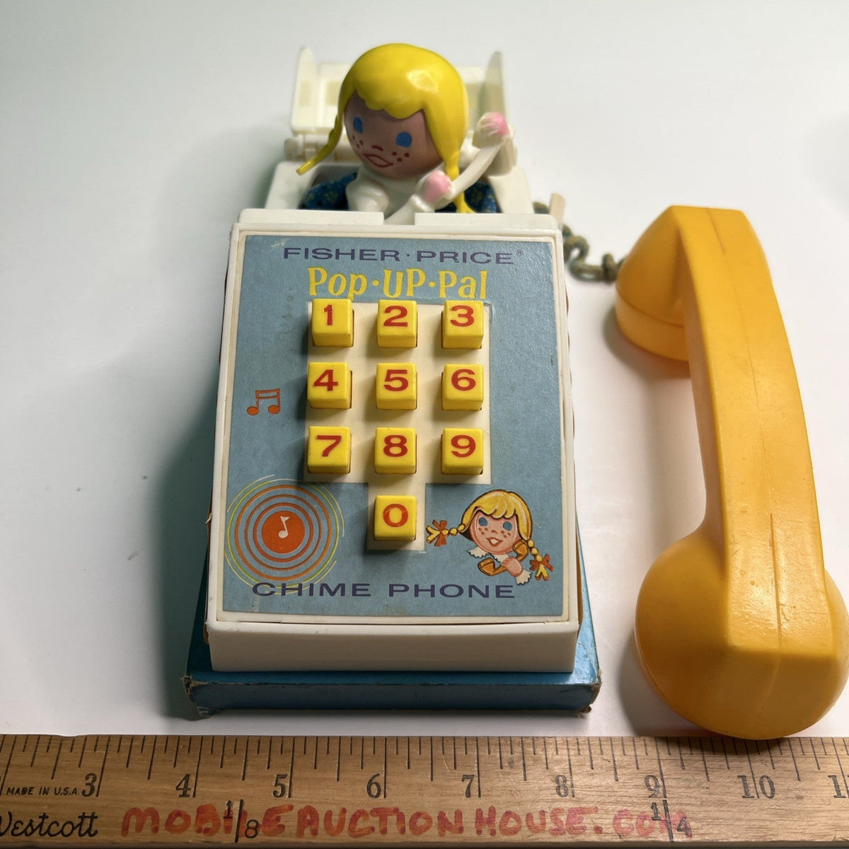 Vintage 1968 Fisher Price Pop Up Pal Chime Phone #150 Toy Telephone