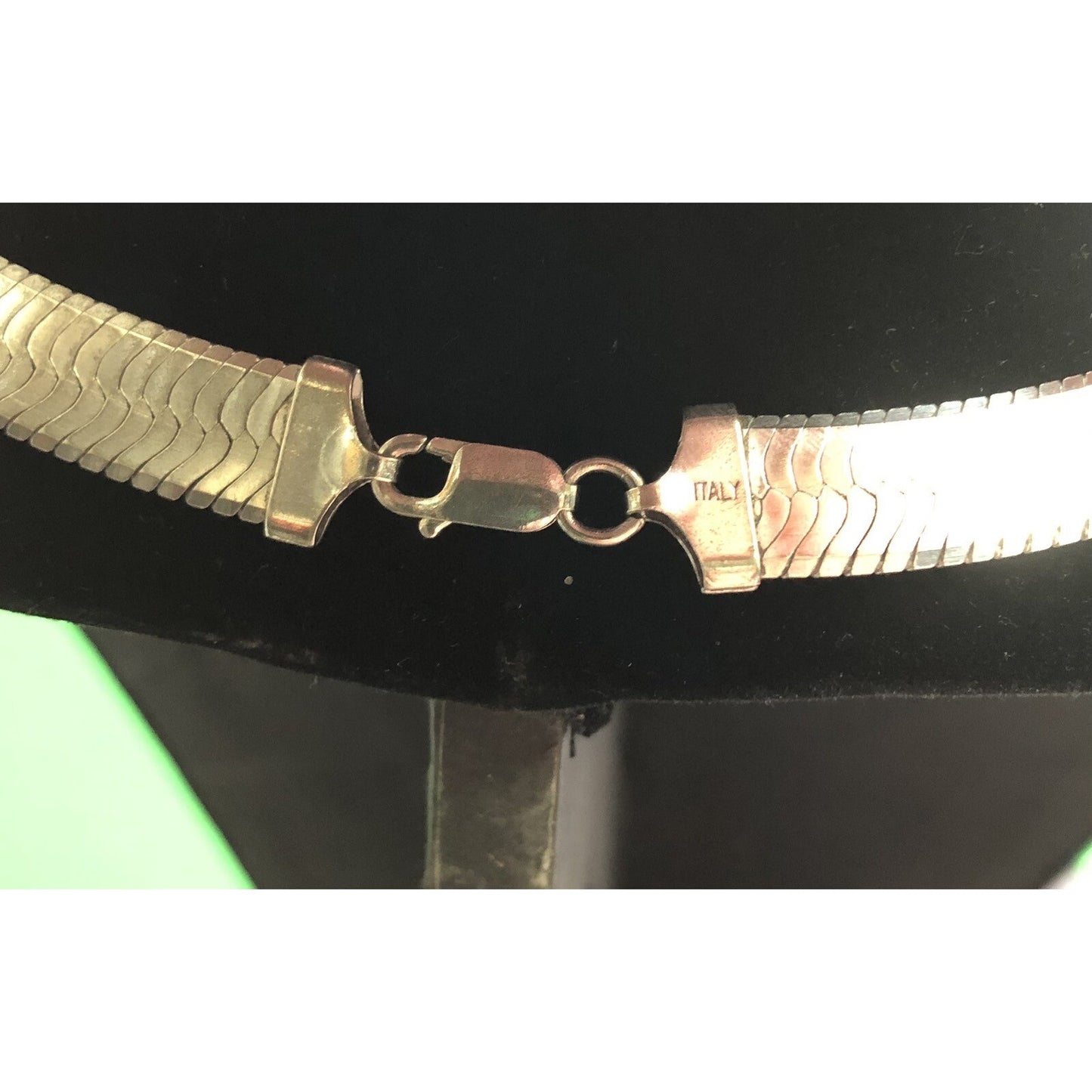 Fabulous Sterling Silver Herringbone Statement Necklace Chain 925 Italy 19”