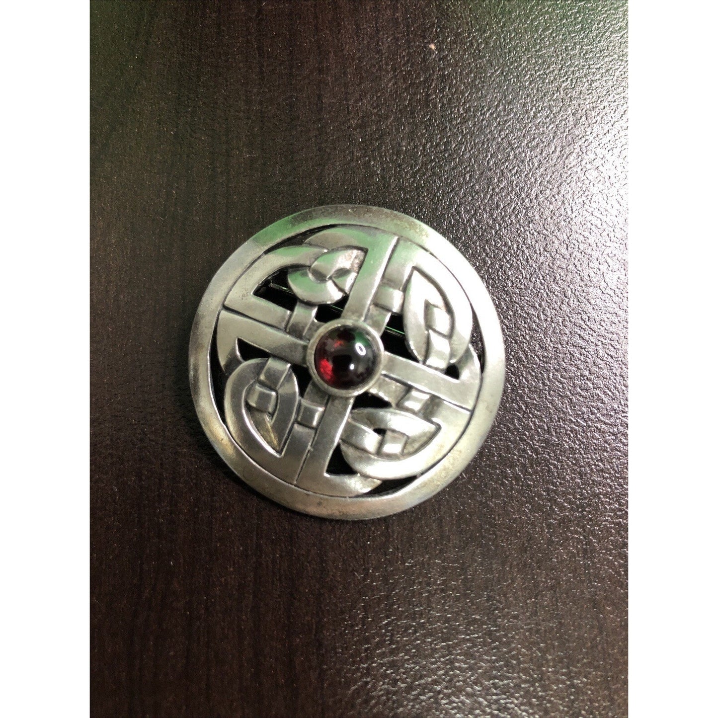 Metropolitan Museum Of Art Silver Brooch MMA Irish Celtic Pin with Garnet Stone