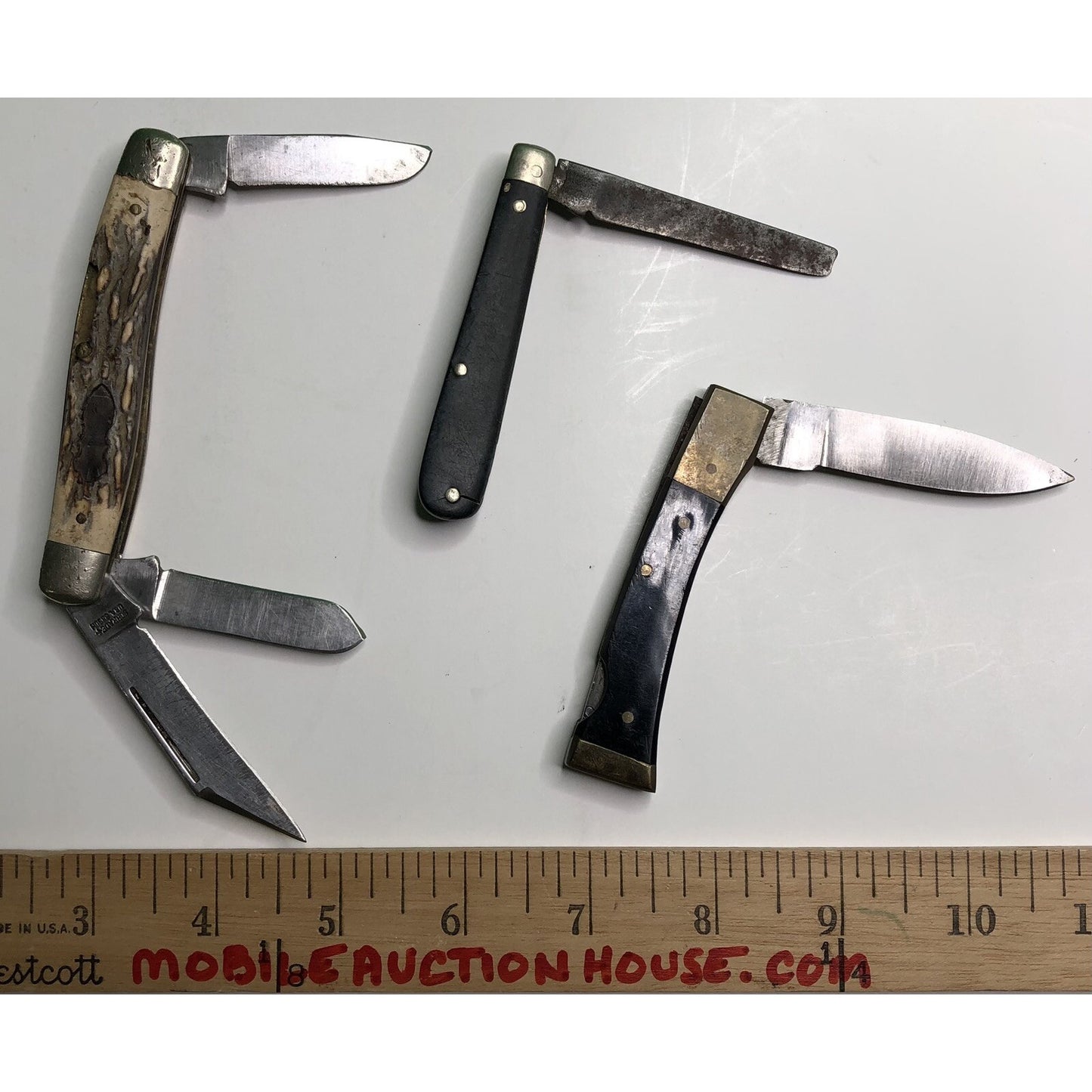 Lot Of 3 Vintage Pocket Knives Schrade Tree Brand Pakistan Some Damage Read All