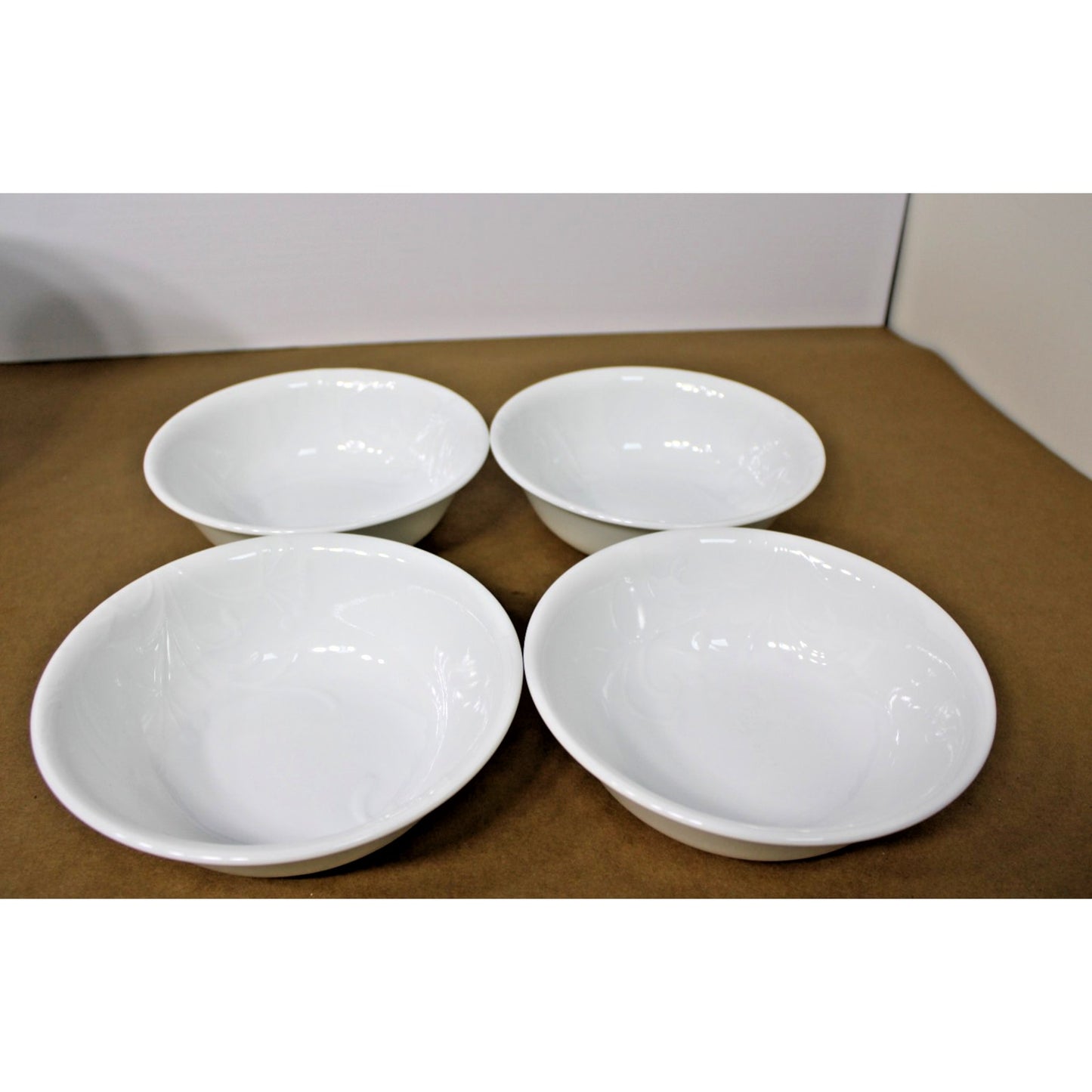 Corelle Madeline White Embossed 18 oz. Cereal Bowl, 6.25"D x 2"H Vitrelle Glass