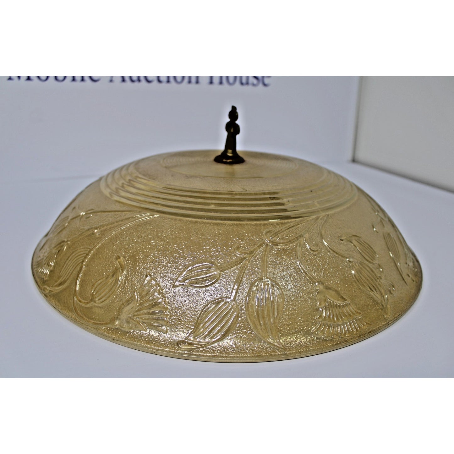 Vintage 16" Amber Opalescent Heavy Celiling Fixture Cover/ Art Nouveau Glass