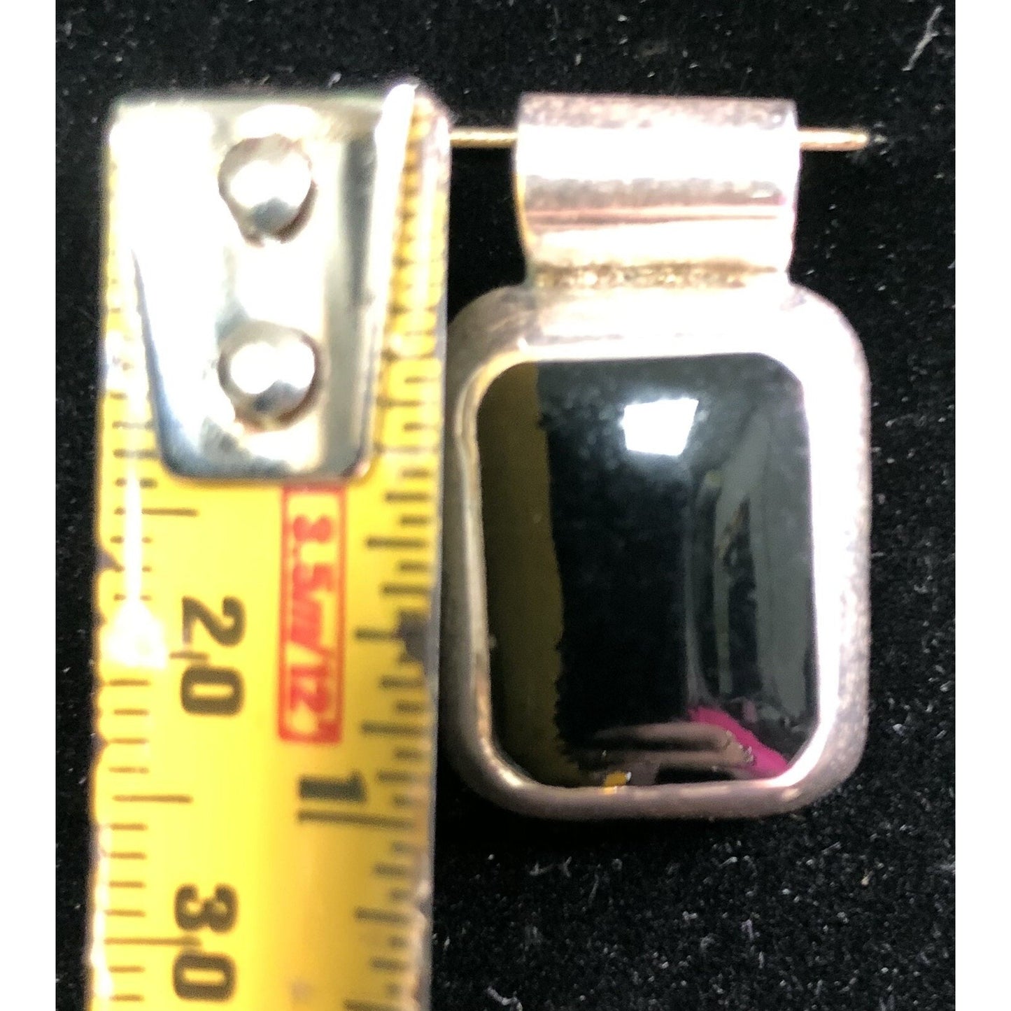 Vintage Black Onyx & Sterling Silver Pendant Mexico 925