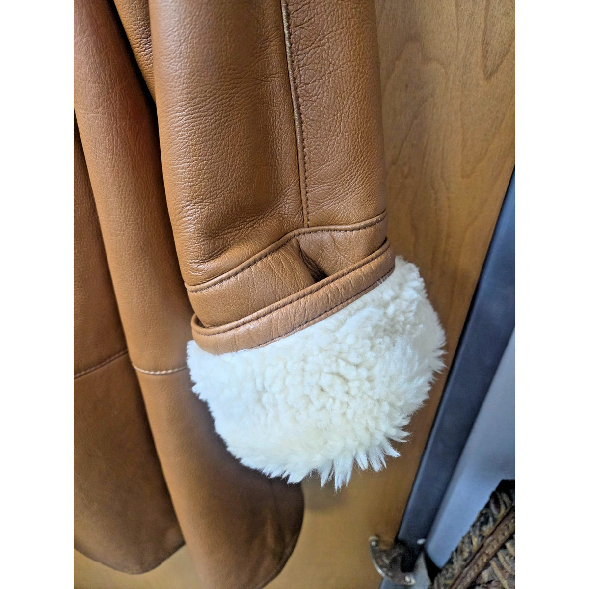 Vintage Italian Shearling Hooded Coat | Real Leather & Wool | US 8 / IT 44