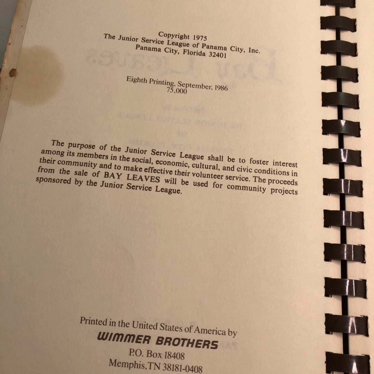 Bay Leaves Collection Recipes Panama City FL Florida Junior League Cookbook 1986