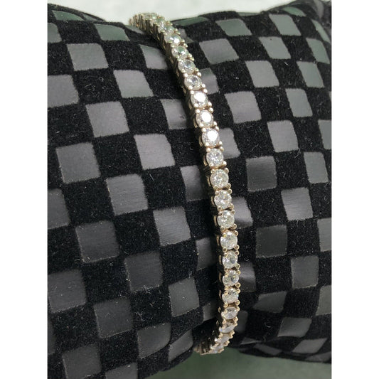 Vintage Sterling Silver Tennis Bracelet Simulated Stones 925 Gold Overlay