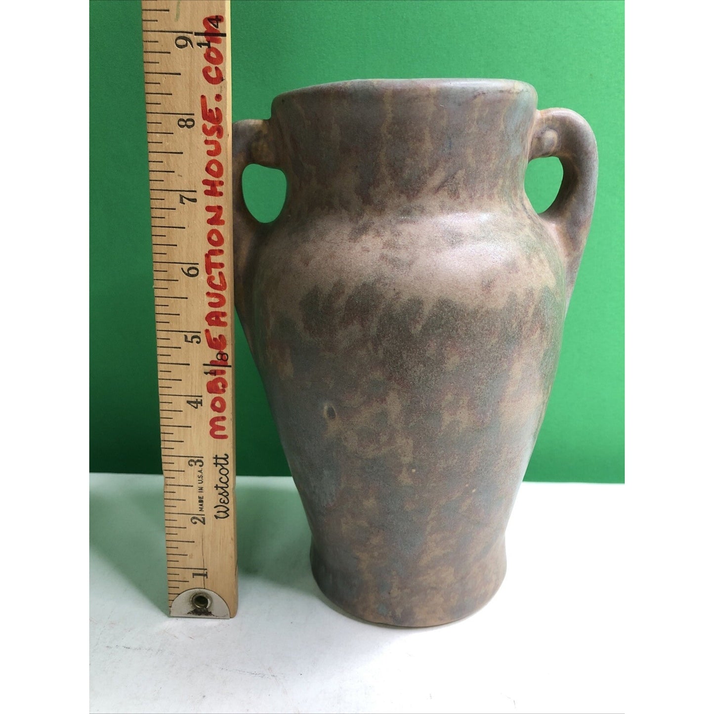 Brush McCoy 1930s Vintage Art Deco Pottery Mottled Brown Ceramic Vase