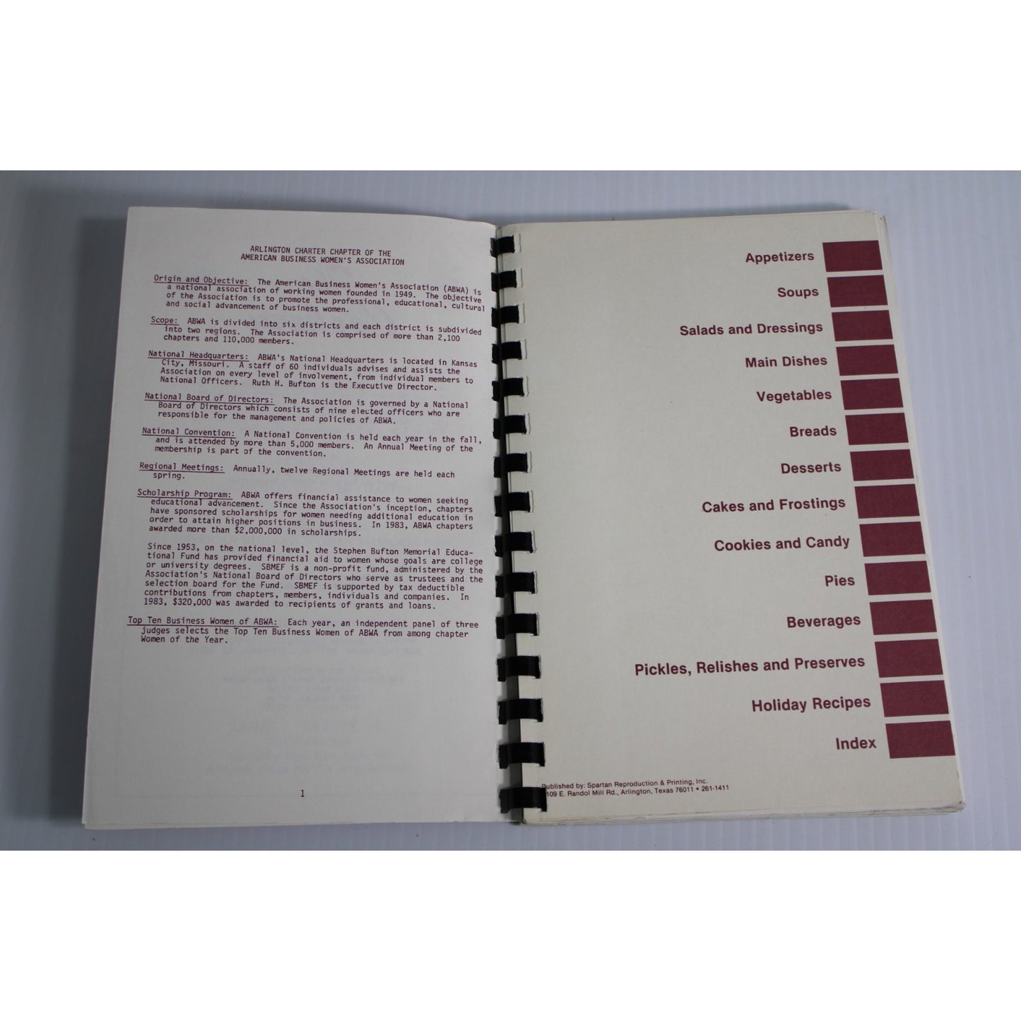 Vintage 1984 The Cookery Cookbook ABWA Arlington Texas Chapter, 1st Printing
