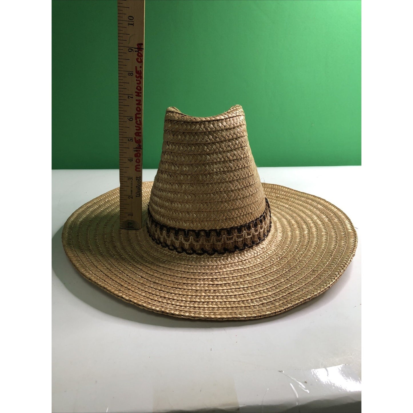 Vtg Stomper Western Style Cowboy Cowgirl Hat Straw Tan Rodeo Farm Made in Italy