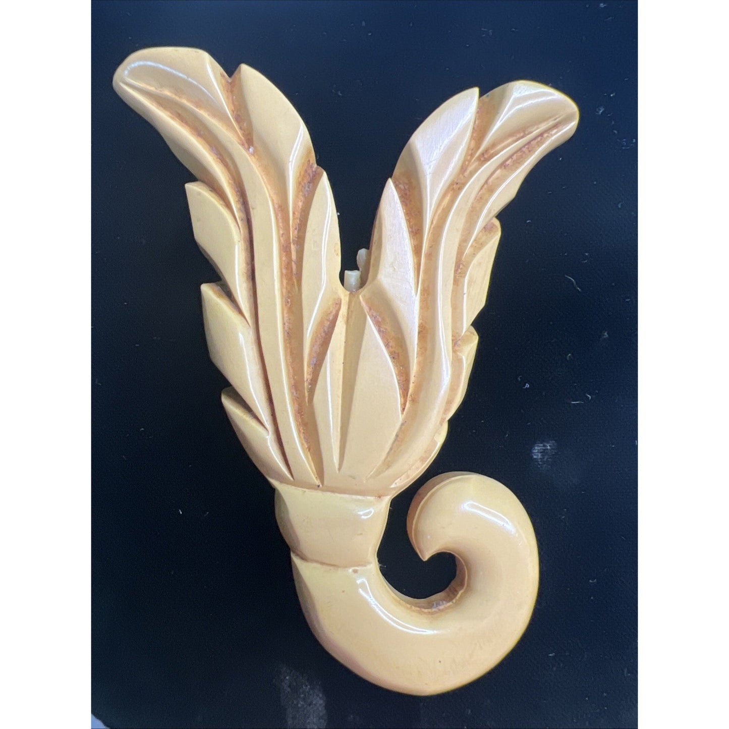 Large Abstract Vintage Brooch Pin Scroll Scallop Design 3.5”