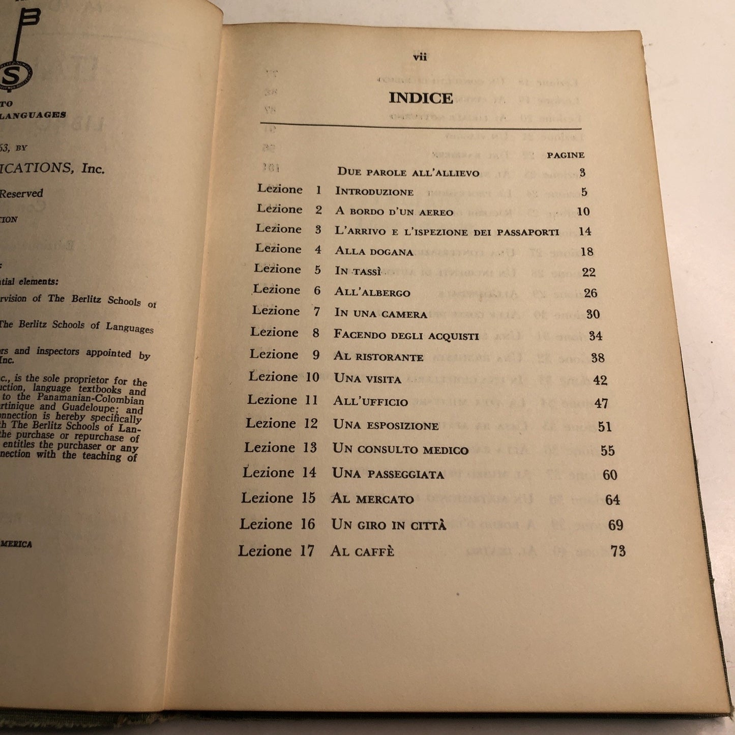 Italiano Libro Secondo M. D. Berlitz Vintage Hardcover 1963 Berlitz Book Method