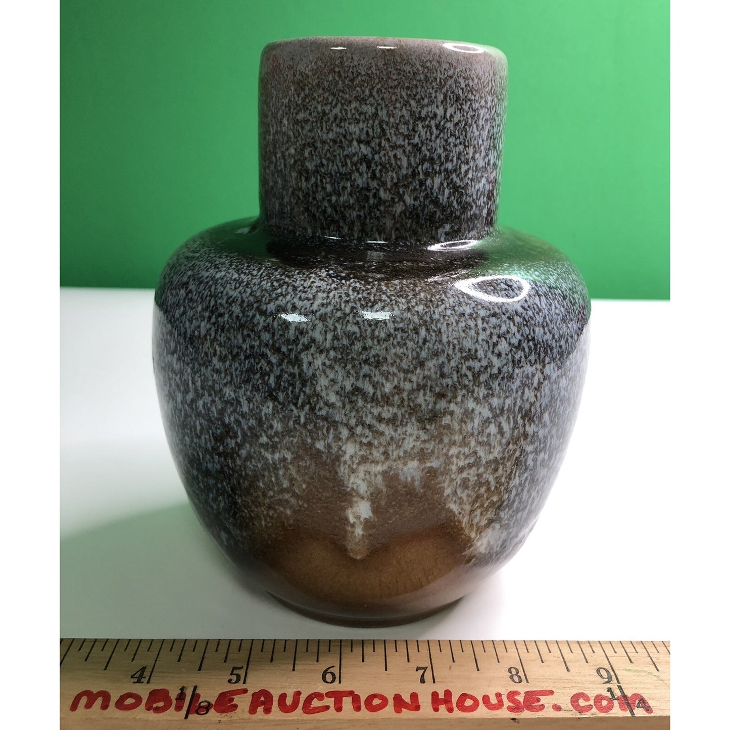 Vintage MCM Royal Hickman Pottery Vase Unique Brown Blue Cream Tan Glaze Haeger