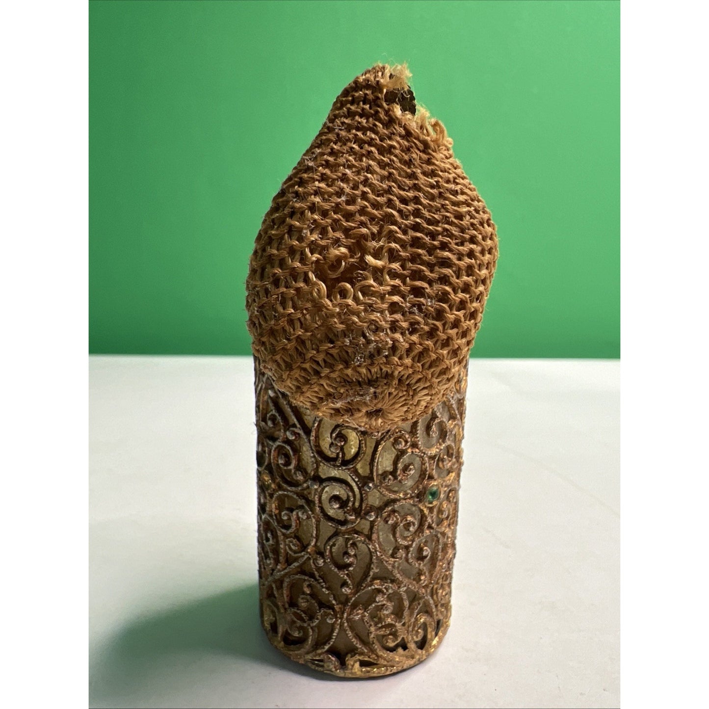 Vintage Gold Tone Perfume Bottle Filigree Ormolu Rhinestones Damaged Atomizer