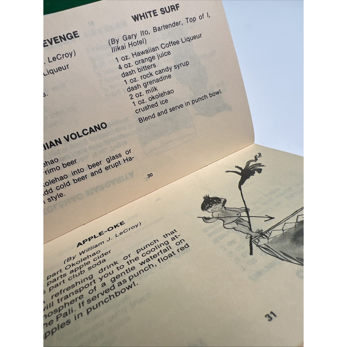 1972 Come Curl Up in Bottle With Me Hawaiian Tiki Cocktail Dessert Recipe Book