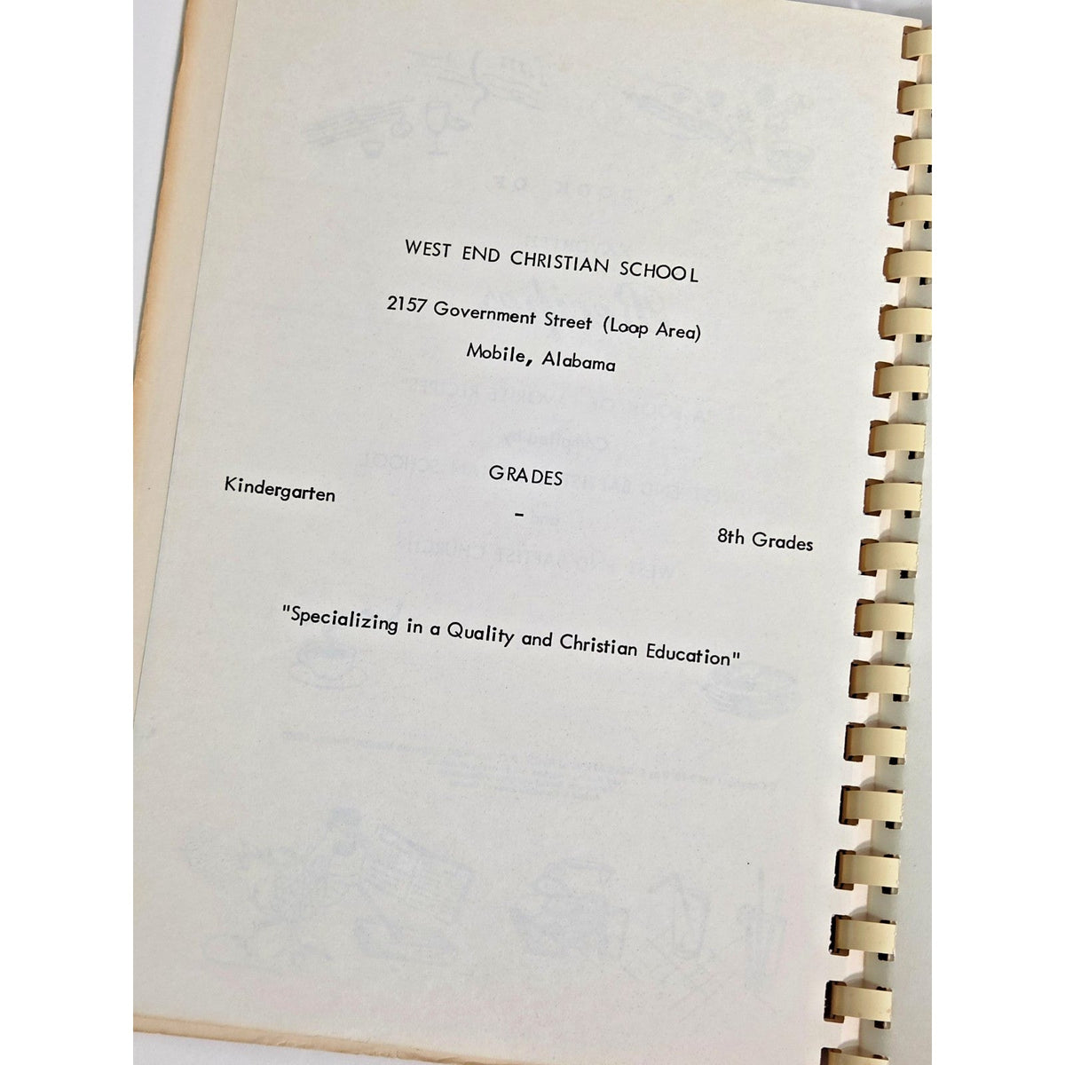 Vintage West End Baptist Christian School Mobile AL Community Cookbook 1970s