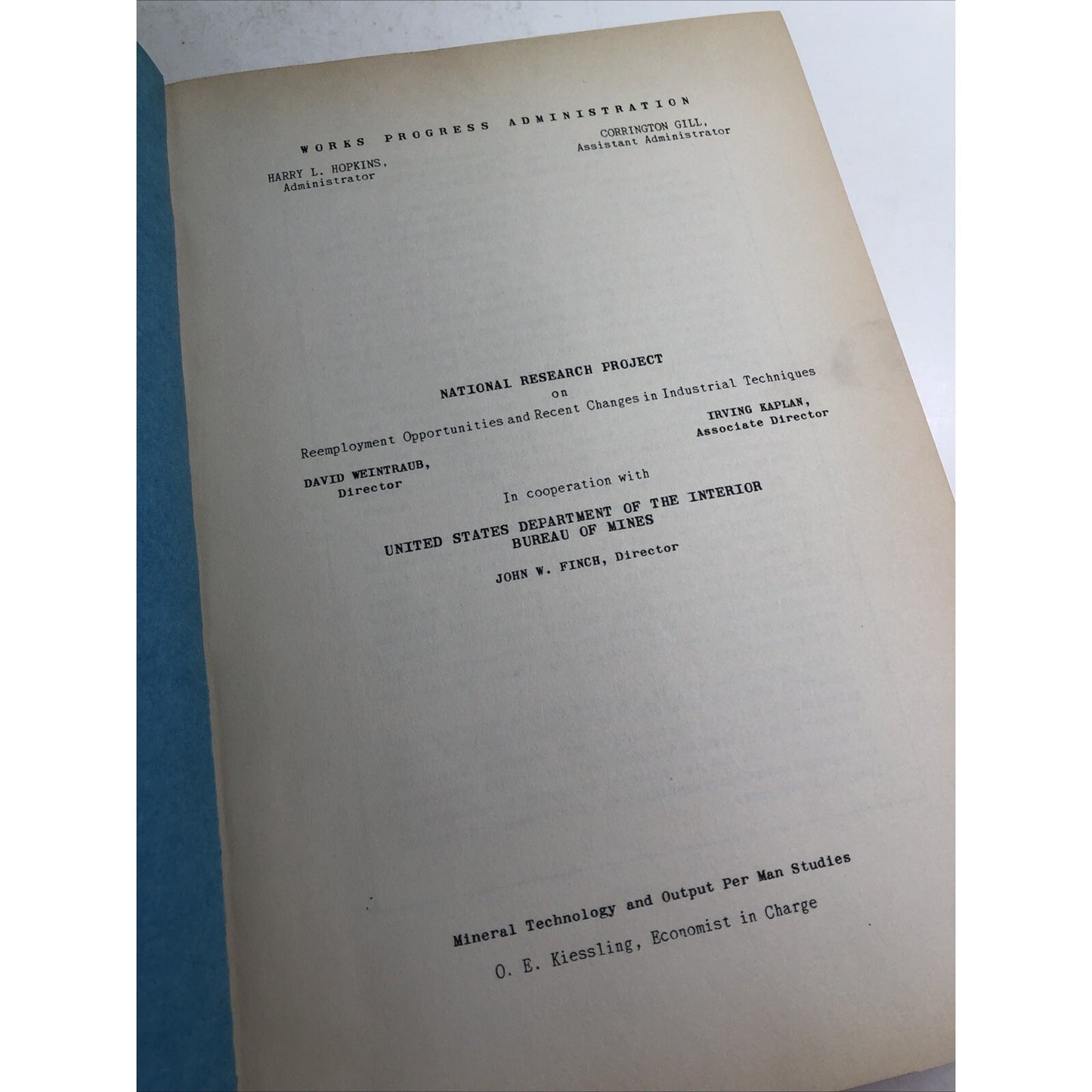 1937 WPA National Research Project Volume 1 Mines Ore Cement Rock Stone HC