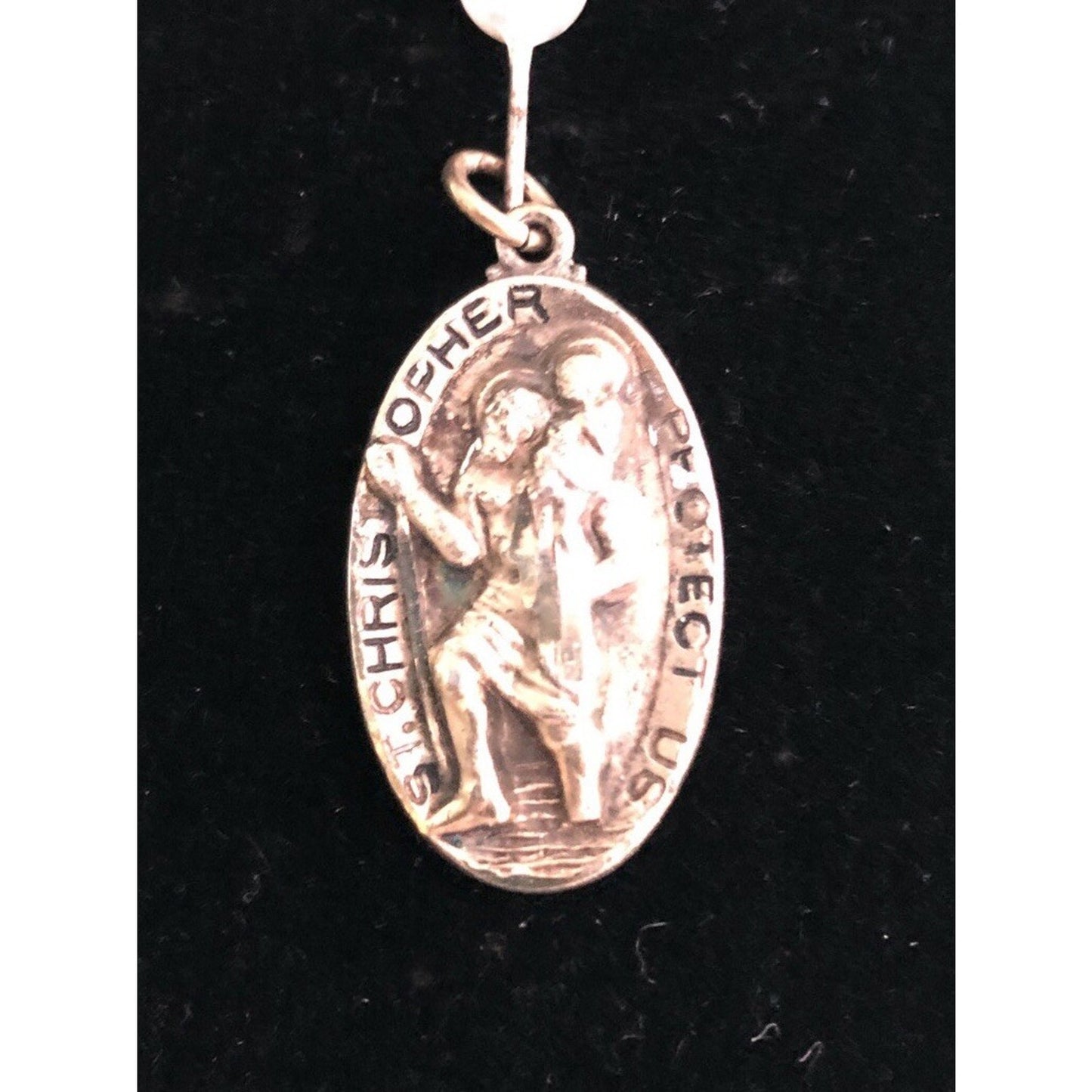 Antique Harry F. Barrows Sterling St. Christopher Medal Pendant Charm