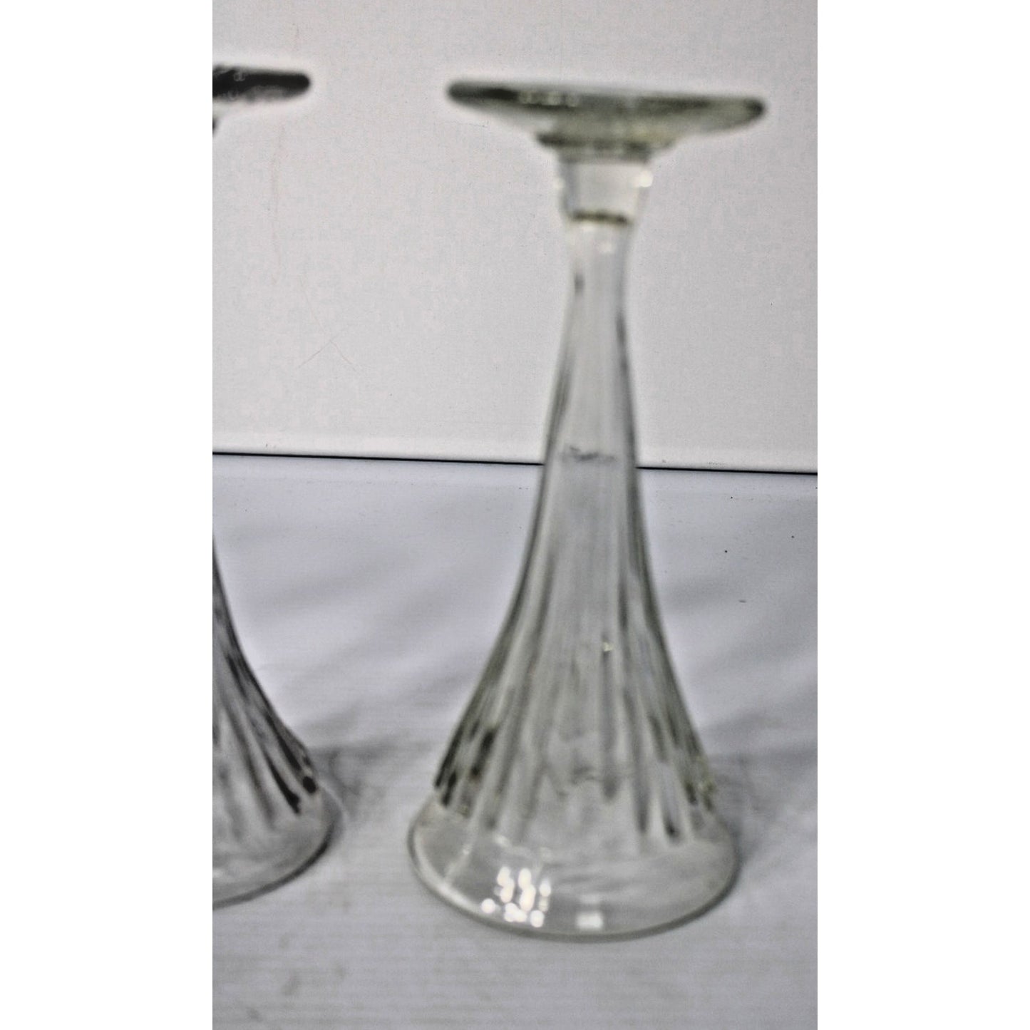 Set of 3 Clear Shelf Risers Display Pedestals 9" Fluted Martinsville Glass