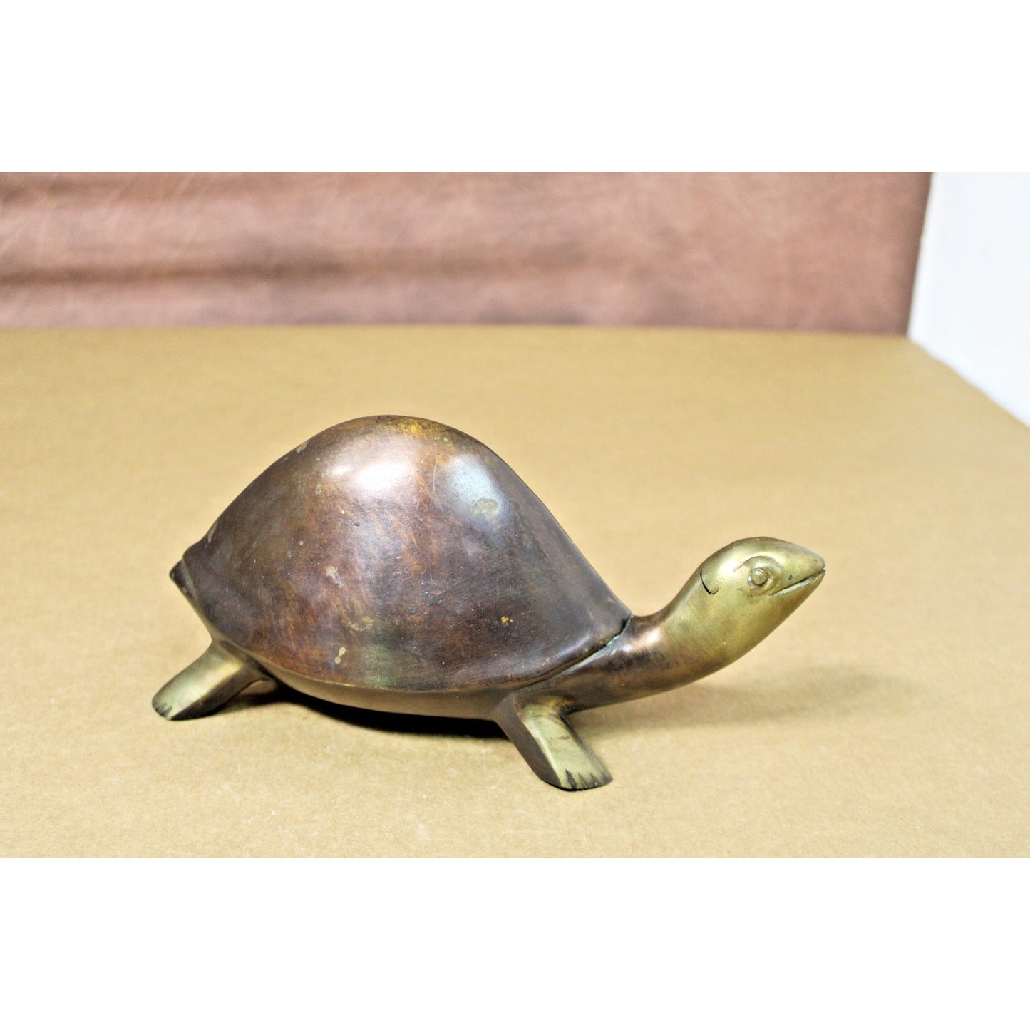 Vintage Brass/Bronze Turtle Tortoise 8.5 L x 3.5 H, Beautiful Patina, Over 2 lbs