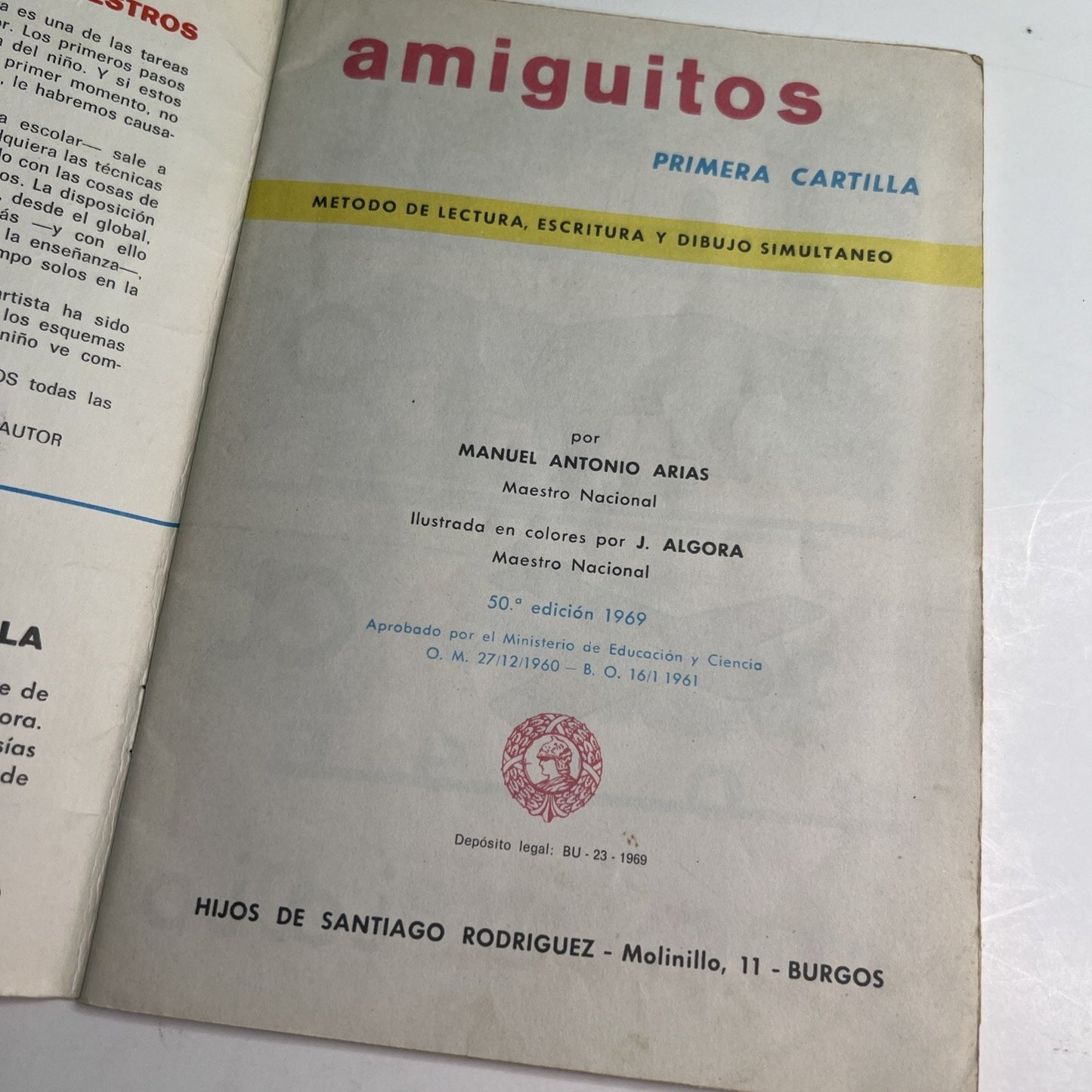 1969 Spanish 1st Primer LITTLE FRIENDS Amiguitos Cartilla Primera PB by Arias
