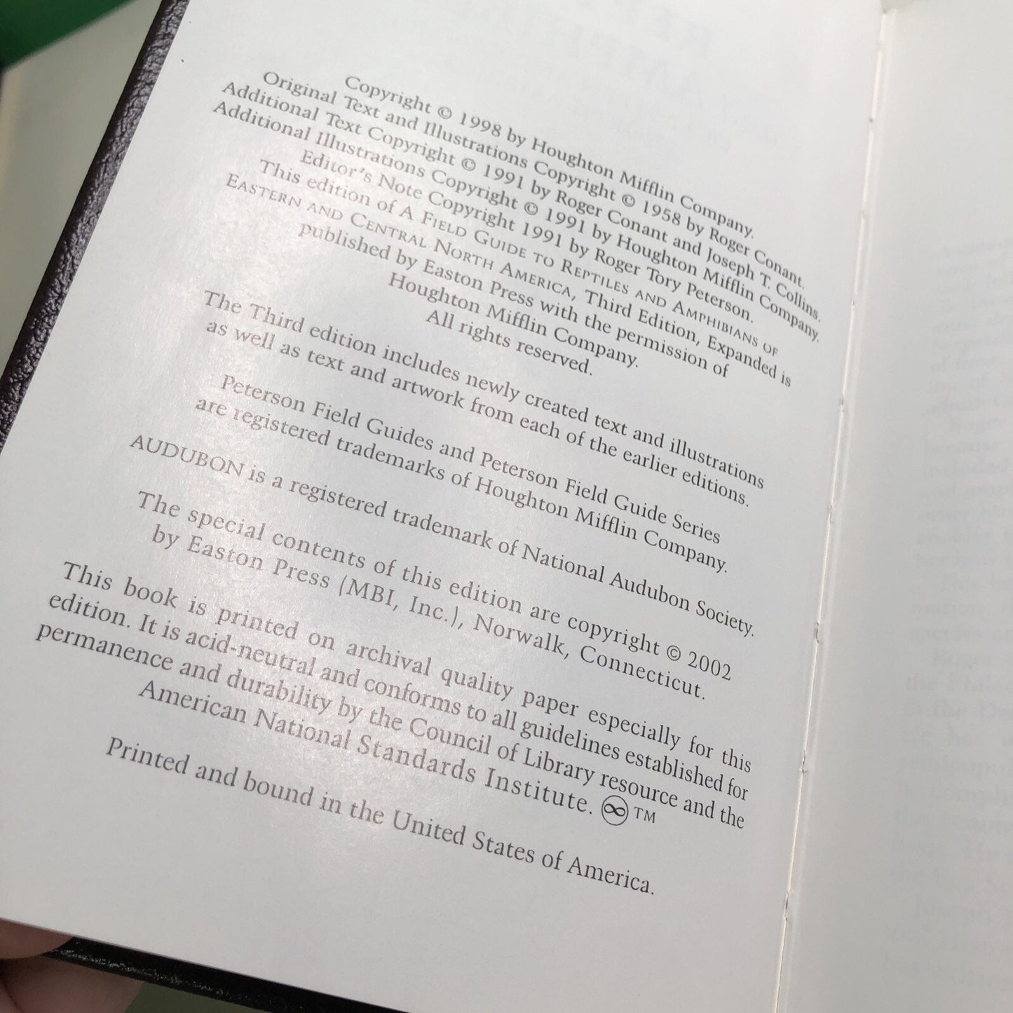 Roger Tory Peterson Field Guides: EASTERN REPTILES & AMPHIBIANS HC Leather Bound