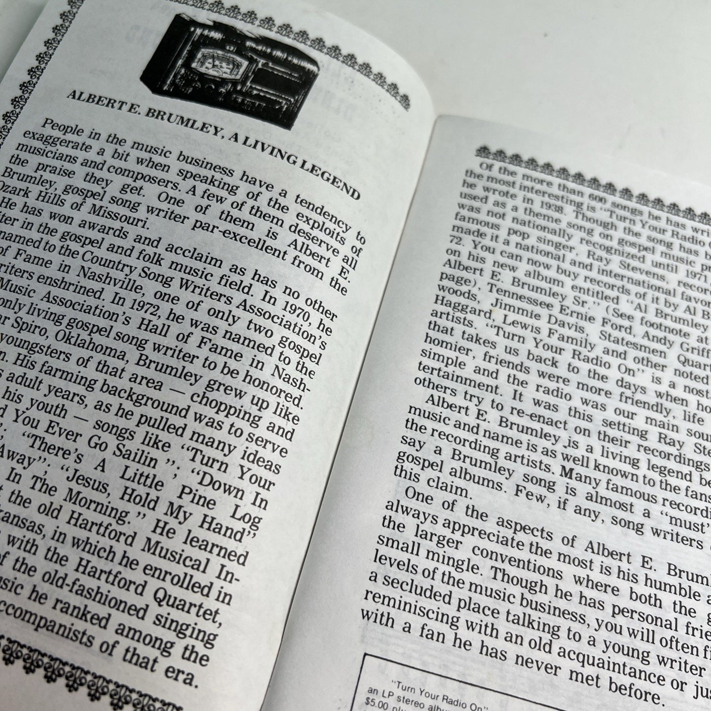 All-Day Singin' & Dinner on the Ground Albert E. Brumley 1972 PB Music & Recipes