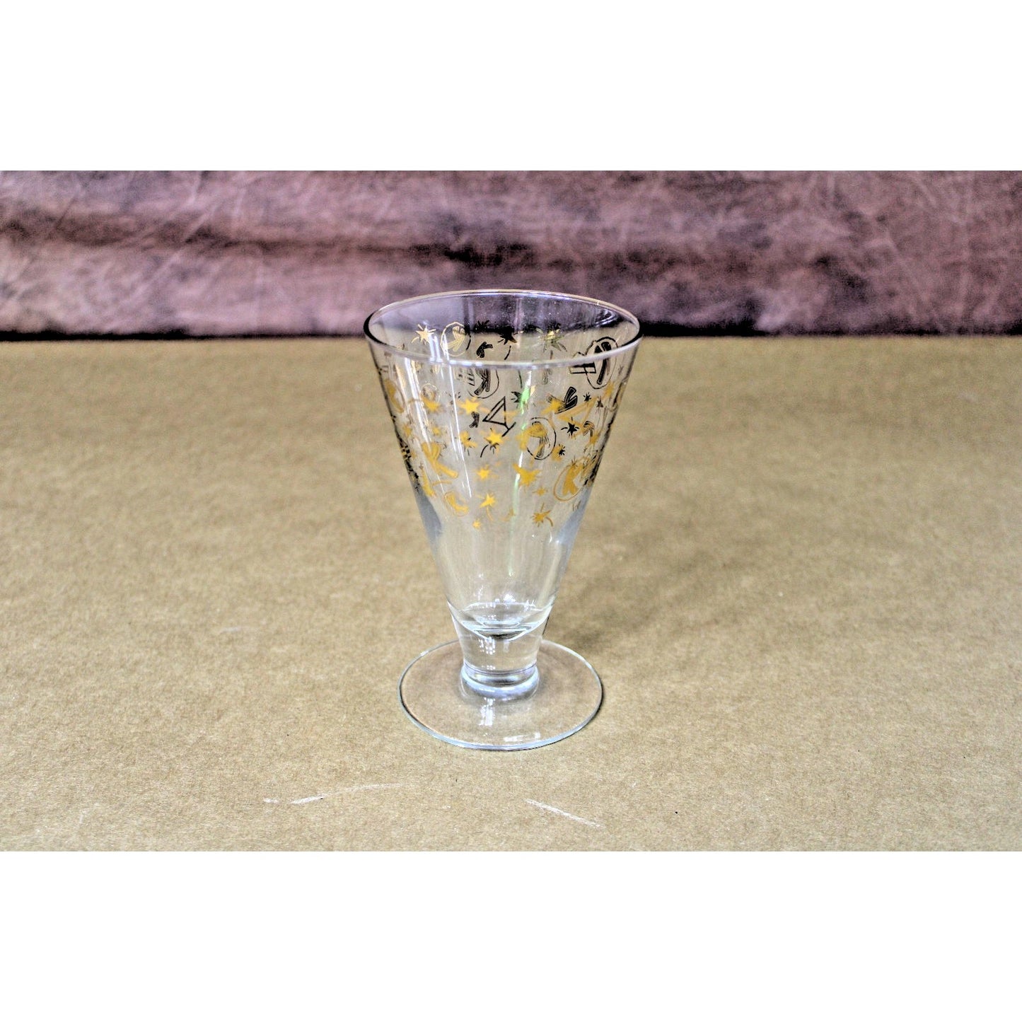 Vintage KAHLUA Cocktail Glass MCM Gold Rockets Cake K Stars Atomic 8oz