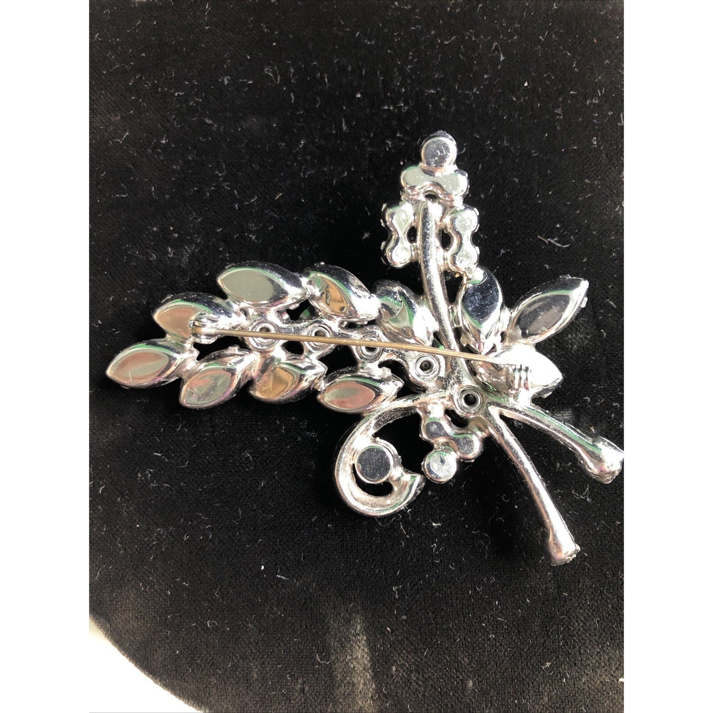 Vintage Rhinestone Brooch & Clip On Earring Set Red