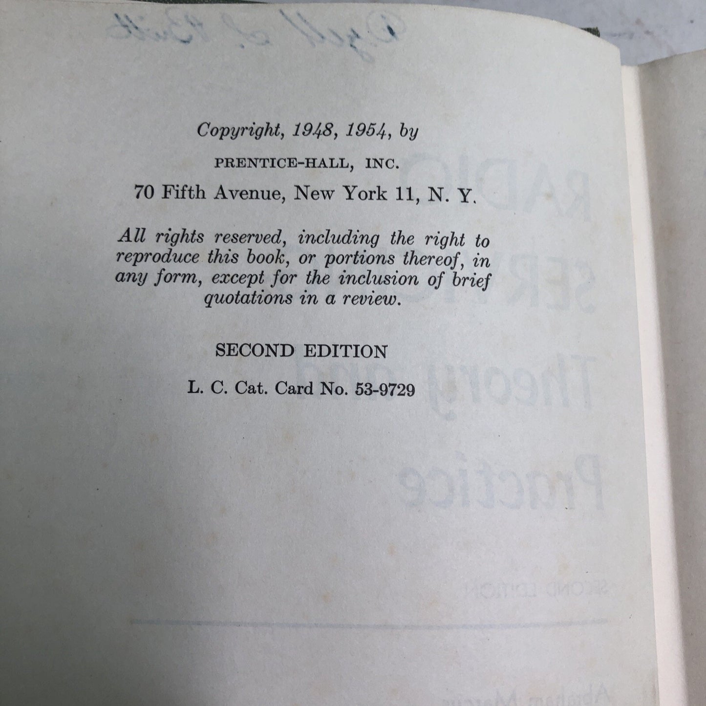 Radio Servicing Theory and Practice Abraham Marcus - Second Edition 1954 HC