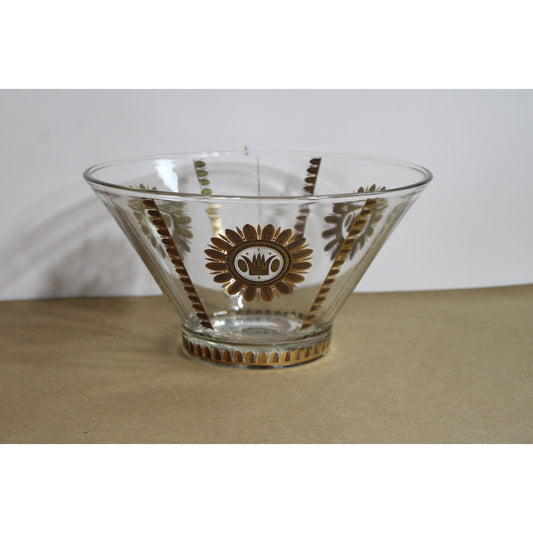 Vintage 1960s Georges Briard Punch Bowl, MCM Black Gold ‘Regalia’ Crown Pattern