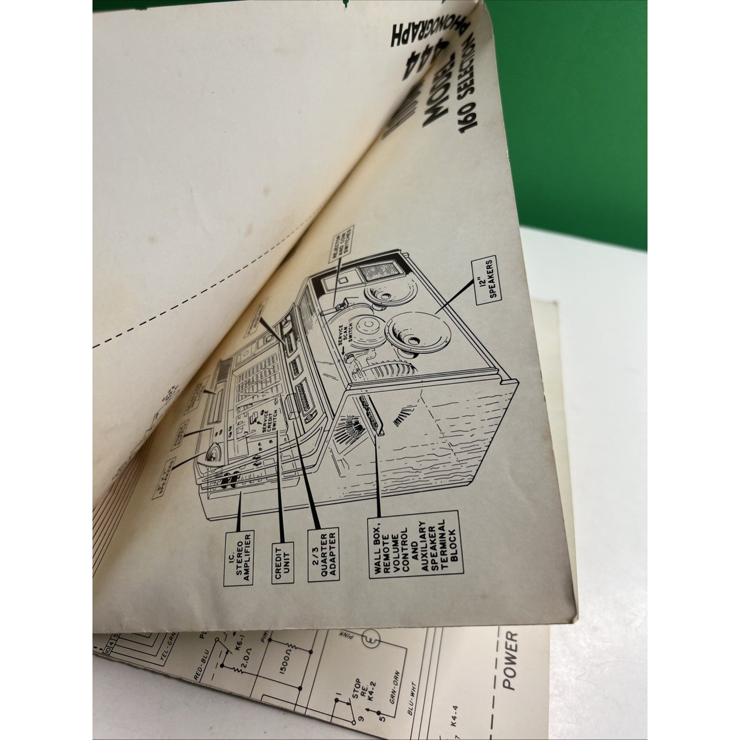 ORIGINAL ROCK-OLA MODEL 444 160 SELECTION PHONOGRAPH WIRING DIAGRAM No. 46454