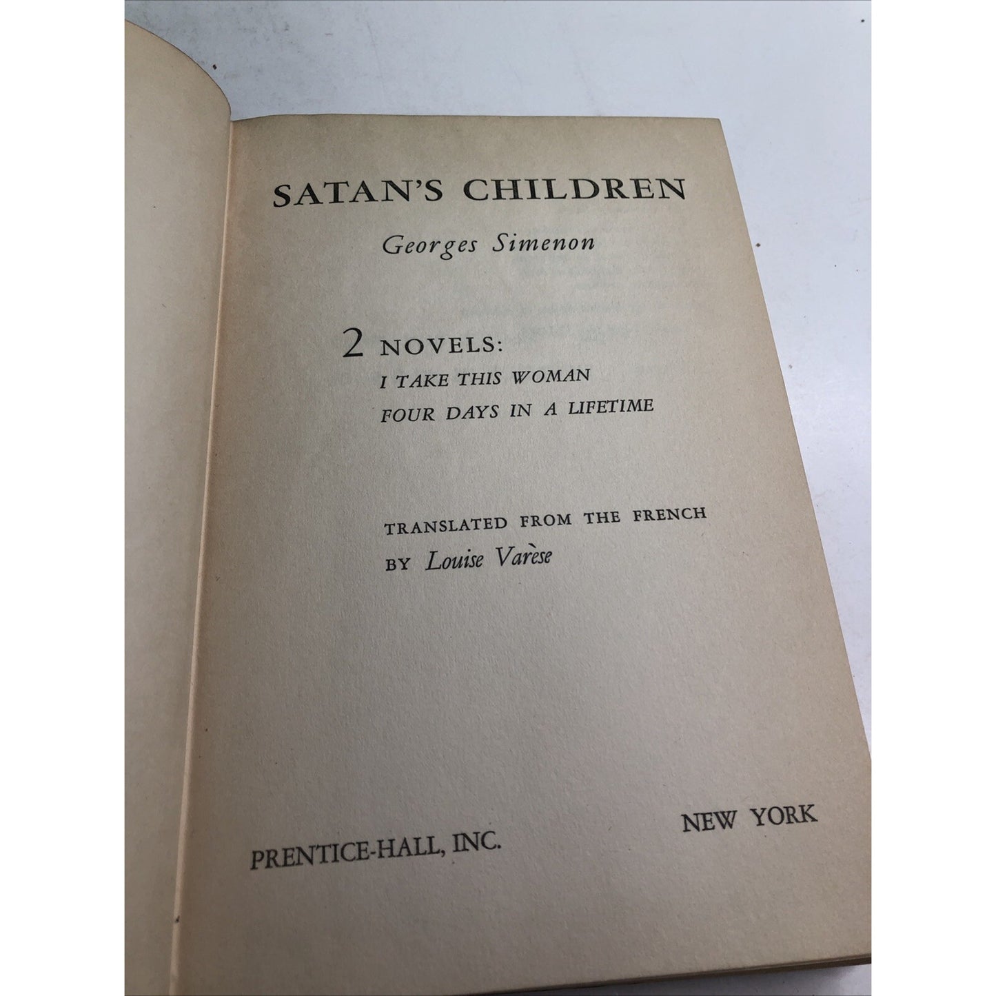 1953 Vintage Book: Satan's Children By Georges Simenon First American Edition
