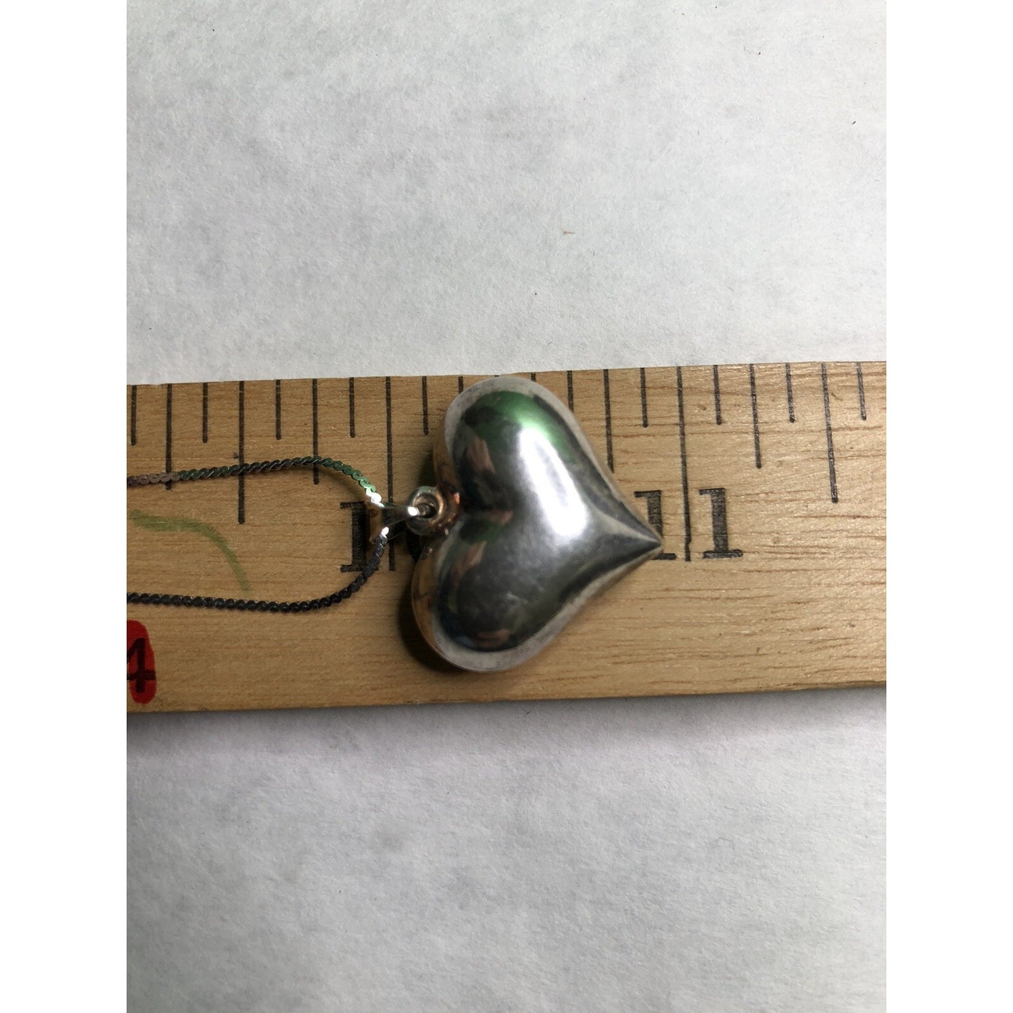Vintage Set Sterling Silver Serpentine NECKLACE Puffed Heart PENDANT & EARRINGS