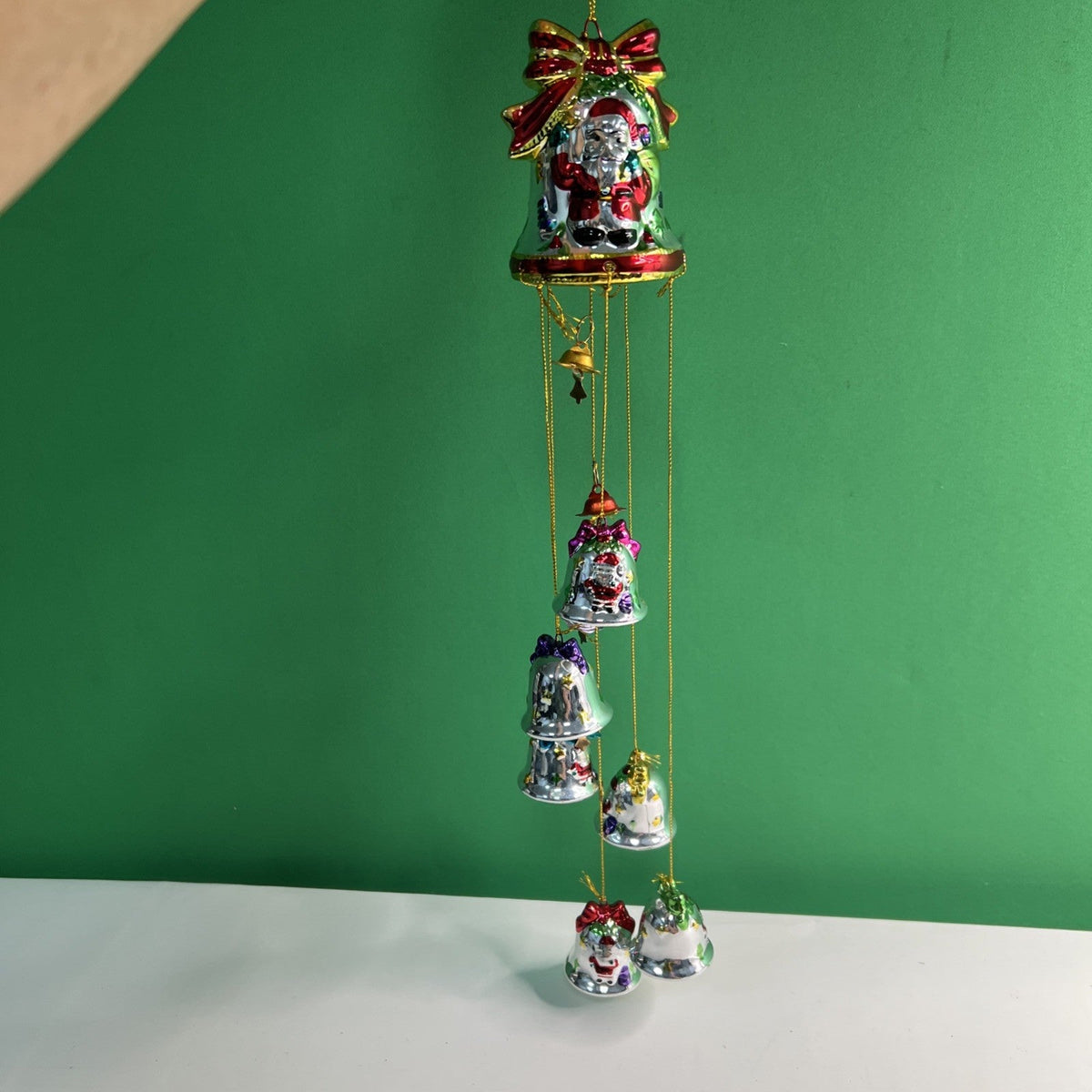 Vintage Avon Christmas Porcelain Shimmering Bell Santa Wind Chime 1998