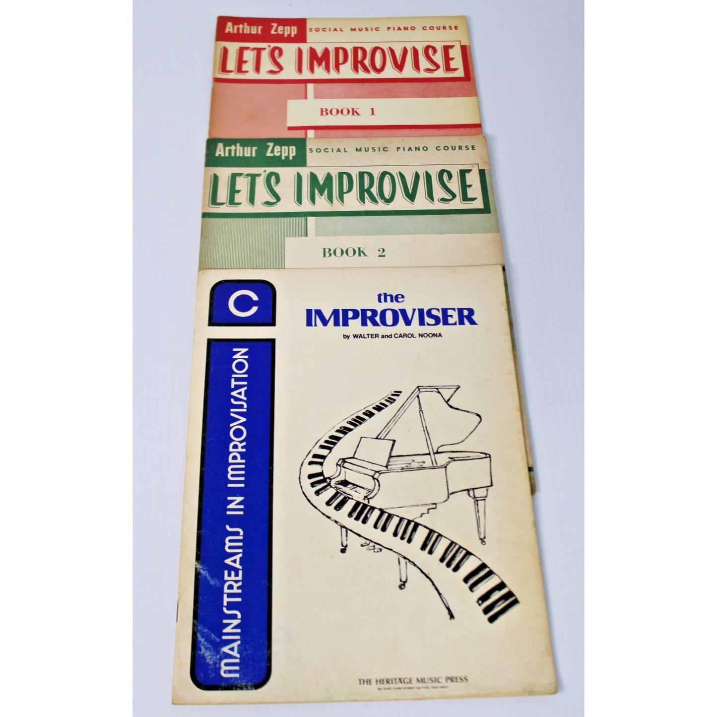 3 Vintage Piano Technique Books- Arthur Zepp "Let's Improvise!" 1 & 2 + Bonus!