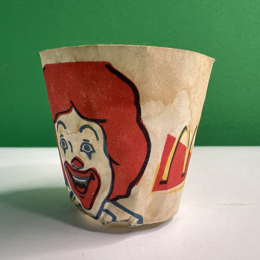 Vintage McDonald's 1990’s Paper Cup Used Iconic Clown Ronald McDonald Arches