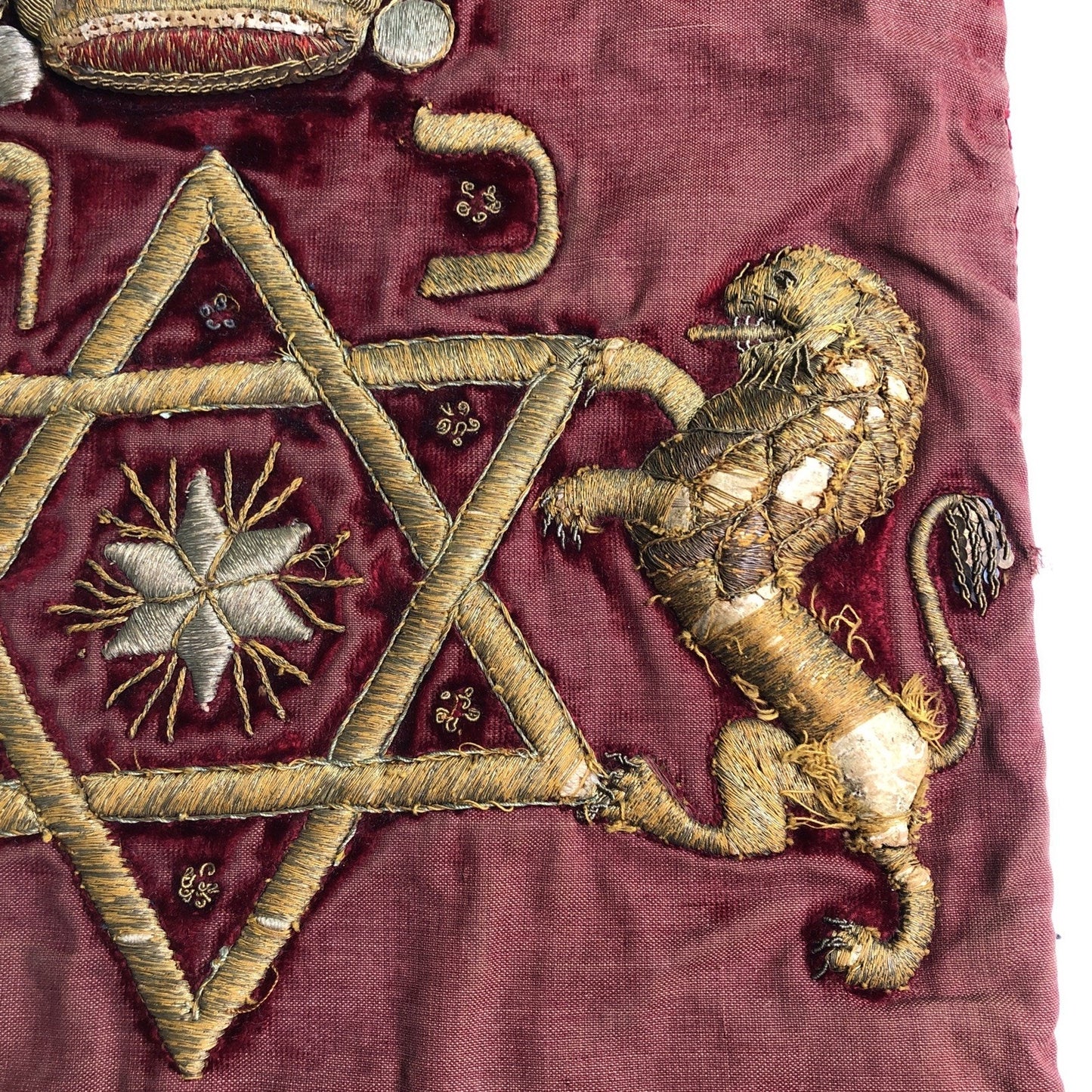 Beautiful Jewish Sefer Torah Mantle Cover Vintage European Judaica 22”x14”