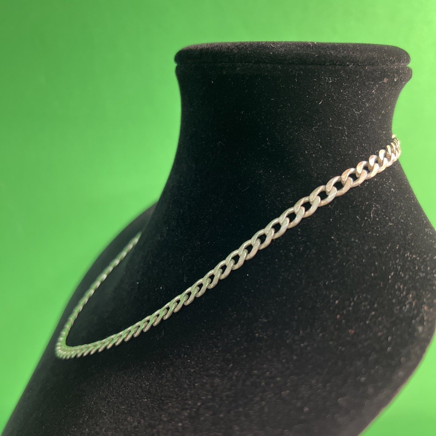 Vintage 20” Sterling Silver Curb Cuban Link Chain Necklace Lobster Claw Clasp